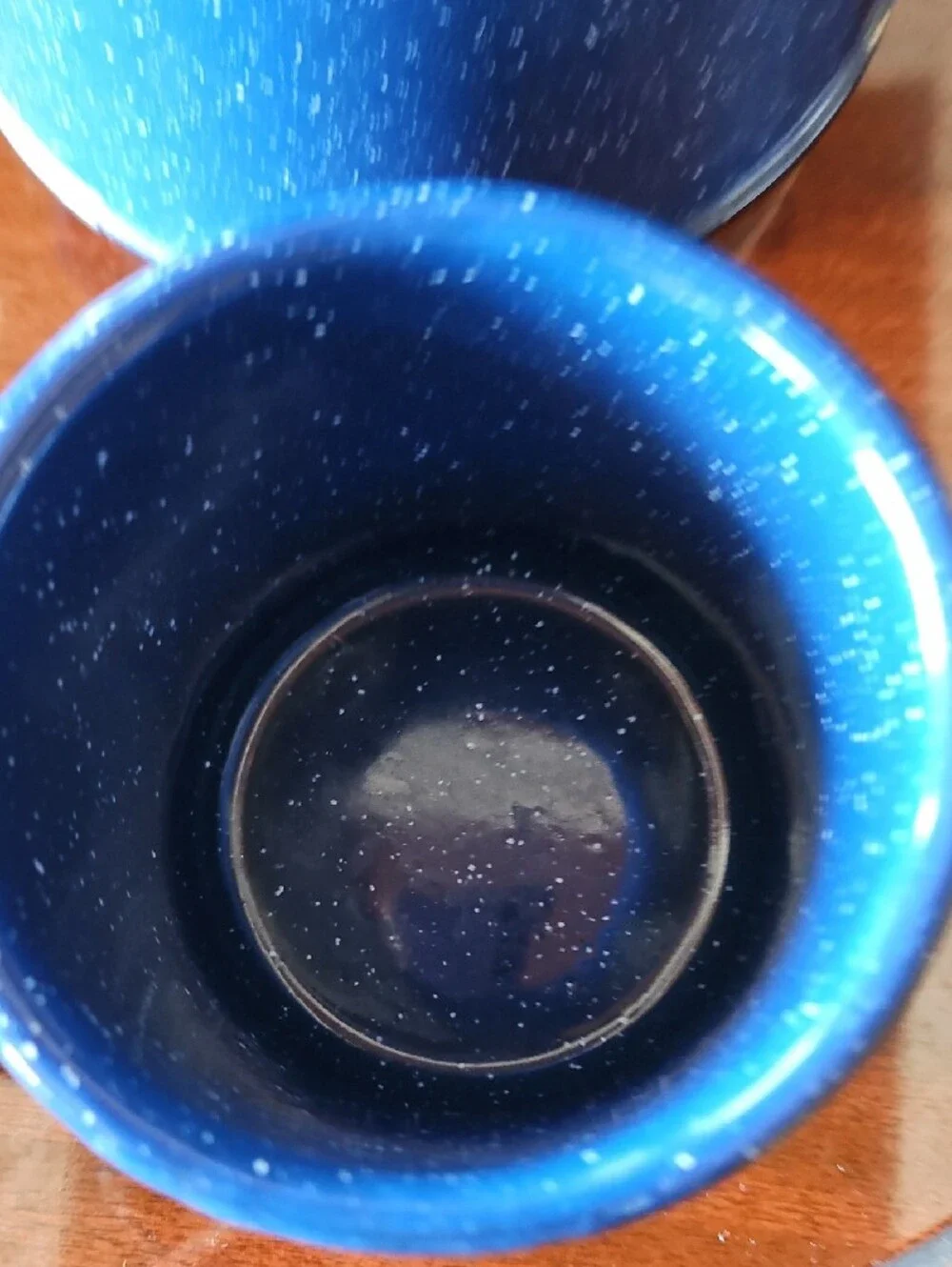 Classic Blue Speckled Enamel Coffee Pot & Two Mugs